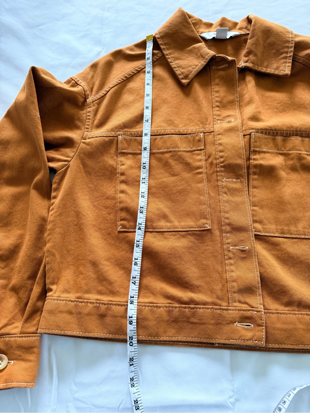 OLD NAVY Rust Brown Cropped Button Front Jean Jacket- Size M - Picture 11 of 11